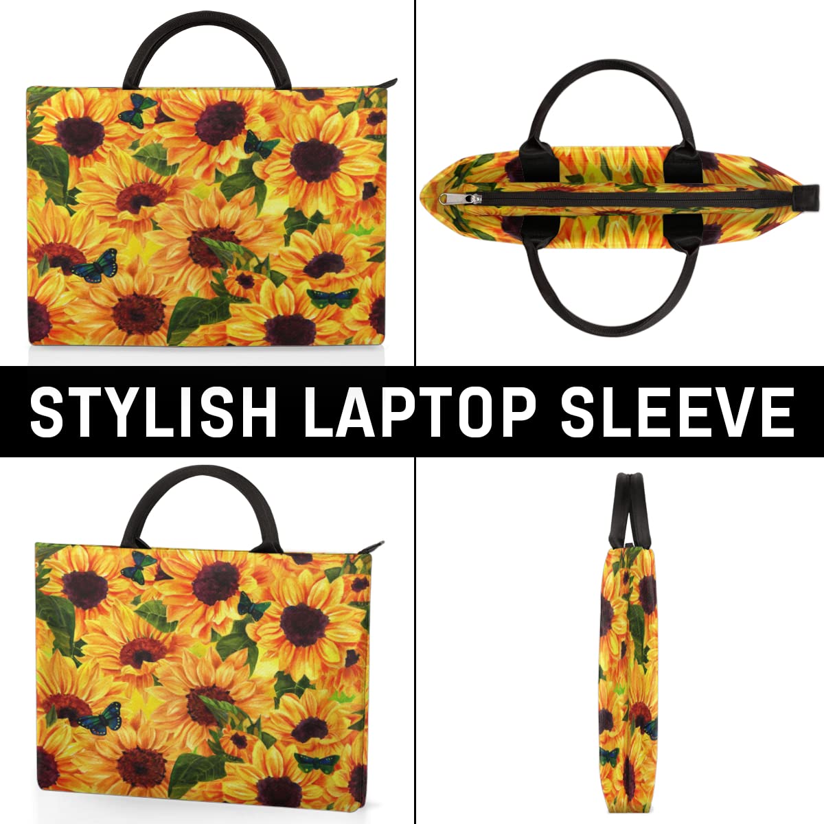 Słonecznik pokrowiec na laptopa 13-16 cali lato słonecznik motyl ręka etui na laptopa teczka listonoszka noszenie torba na komputer dla kobiet mężczyzn dzieci chłopców dziewcząt