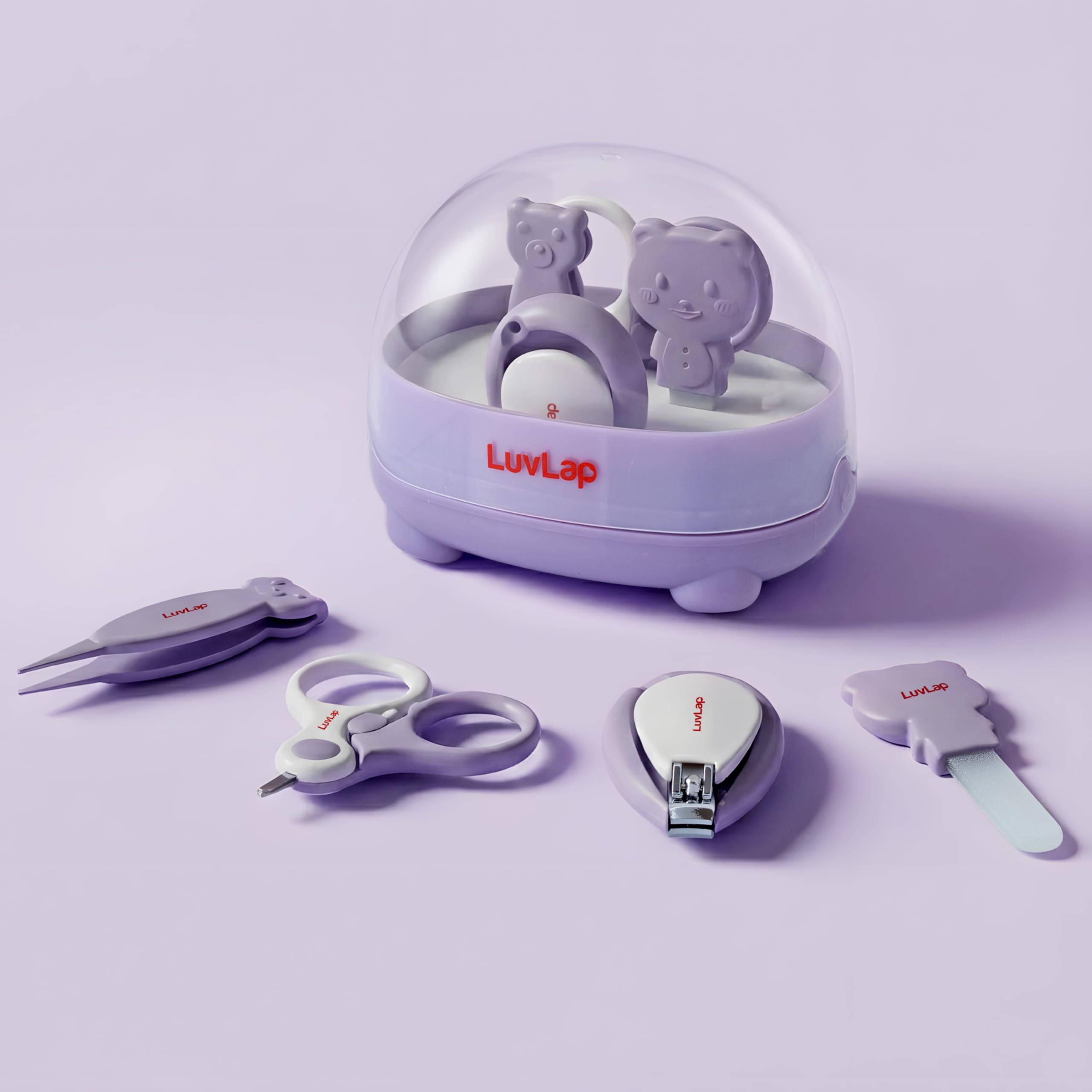 LuvLap 4 in 1 Baby Grooming Set with Cute Case, Baby Manicure Set with Nail Scissors, Nail Clipper, Nail File & Tweezers, Grooming Kit for New Born & Toddler, BPA Free, Compact & Easy to Carry, 0m+