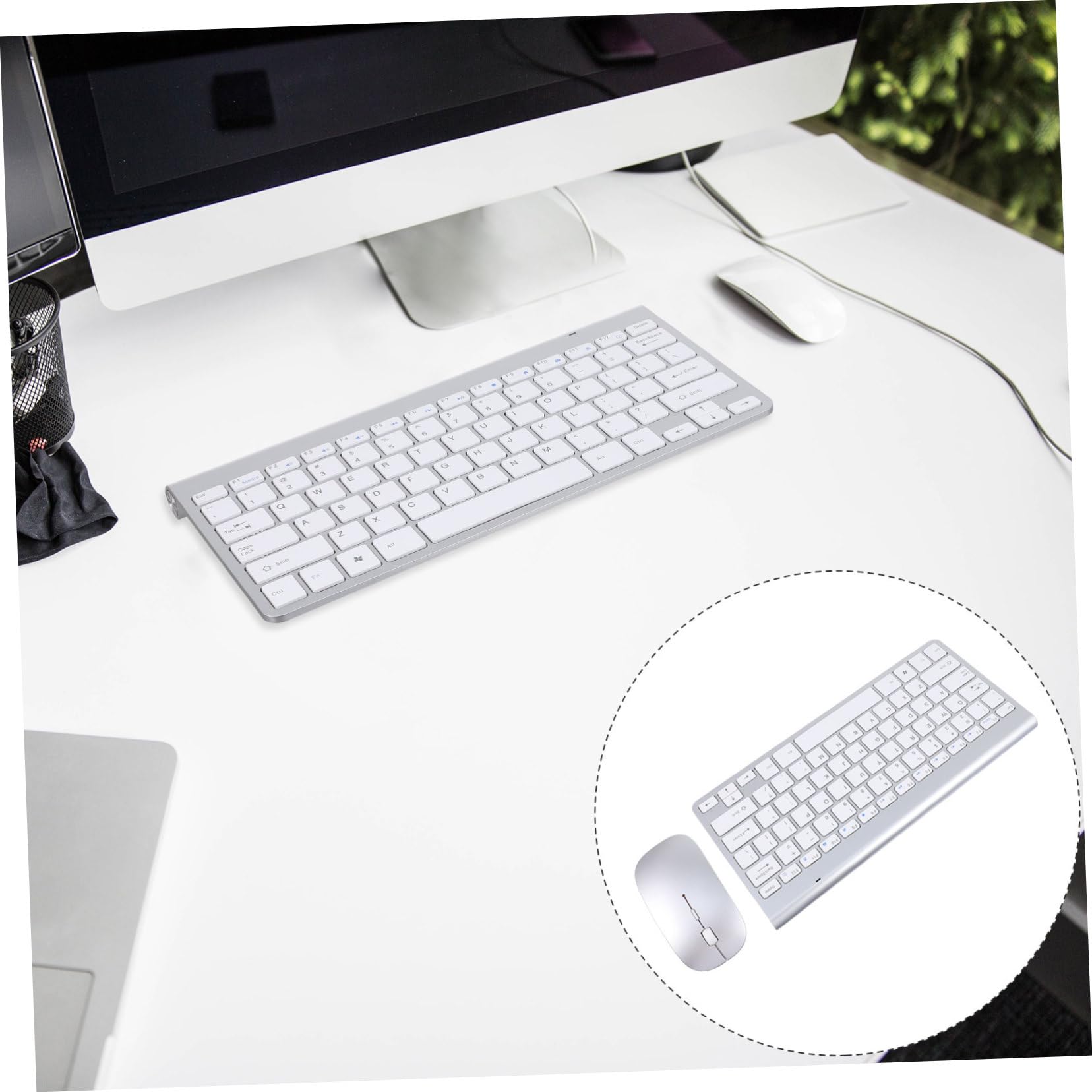 NUOBESTY Tastiera Wireless e Mouse Combo Portatile Tastiera Mouse Wireless Ultrapiatta Per Notebook Desktop Smart Tv