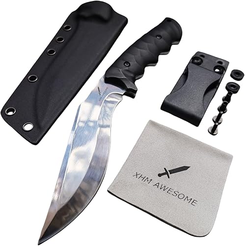 Cuchillo de hoja fija Kukri, Machete de acero de espiga completa 9Cr18Mov, mango G10, funda Kydex ajustable, para caza, supervivencia al aire libre,