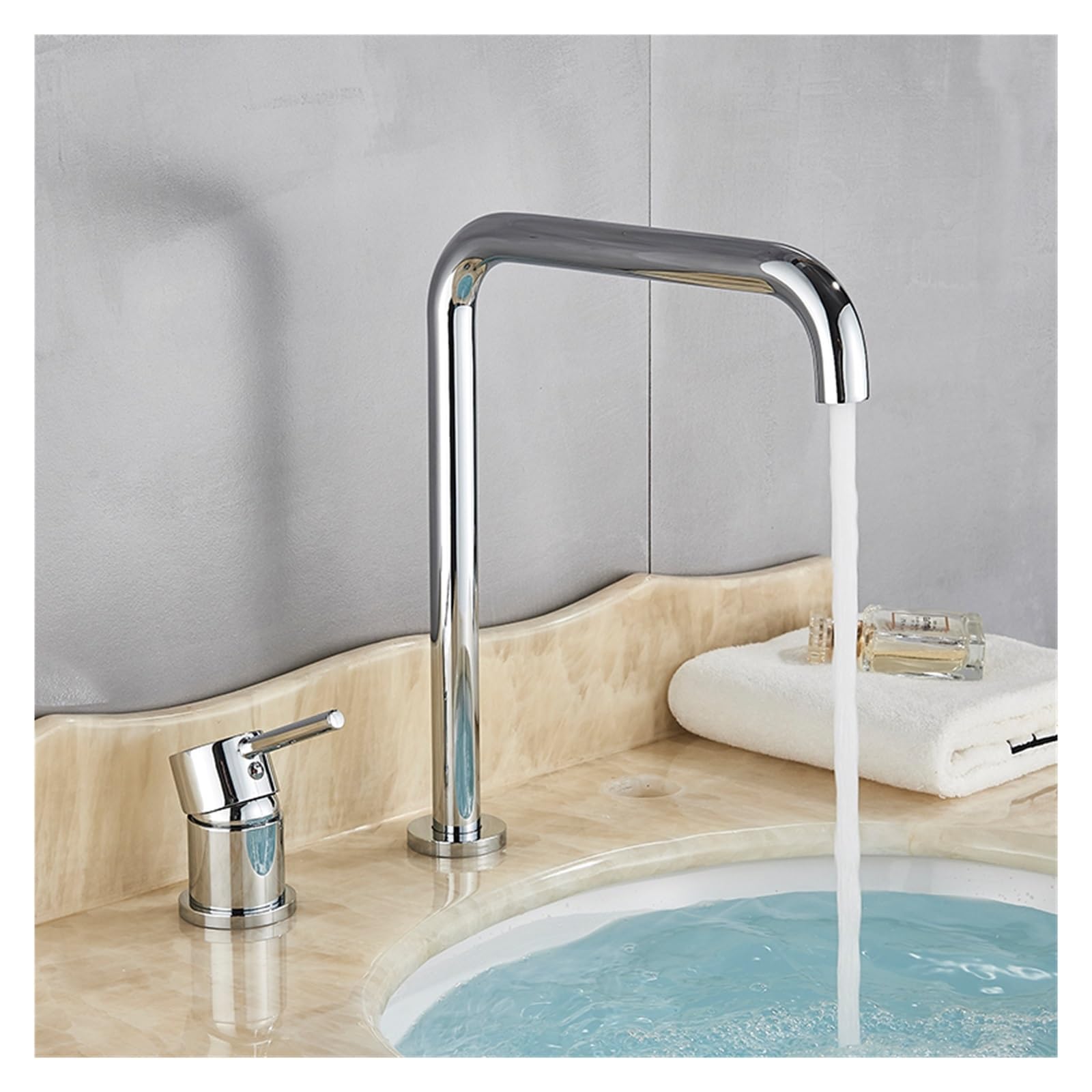 Mitigeur de salle de bain à poignée unique avec bec rotatif pour un réglage précis