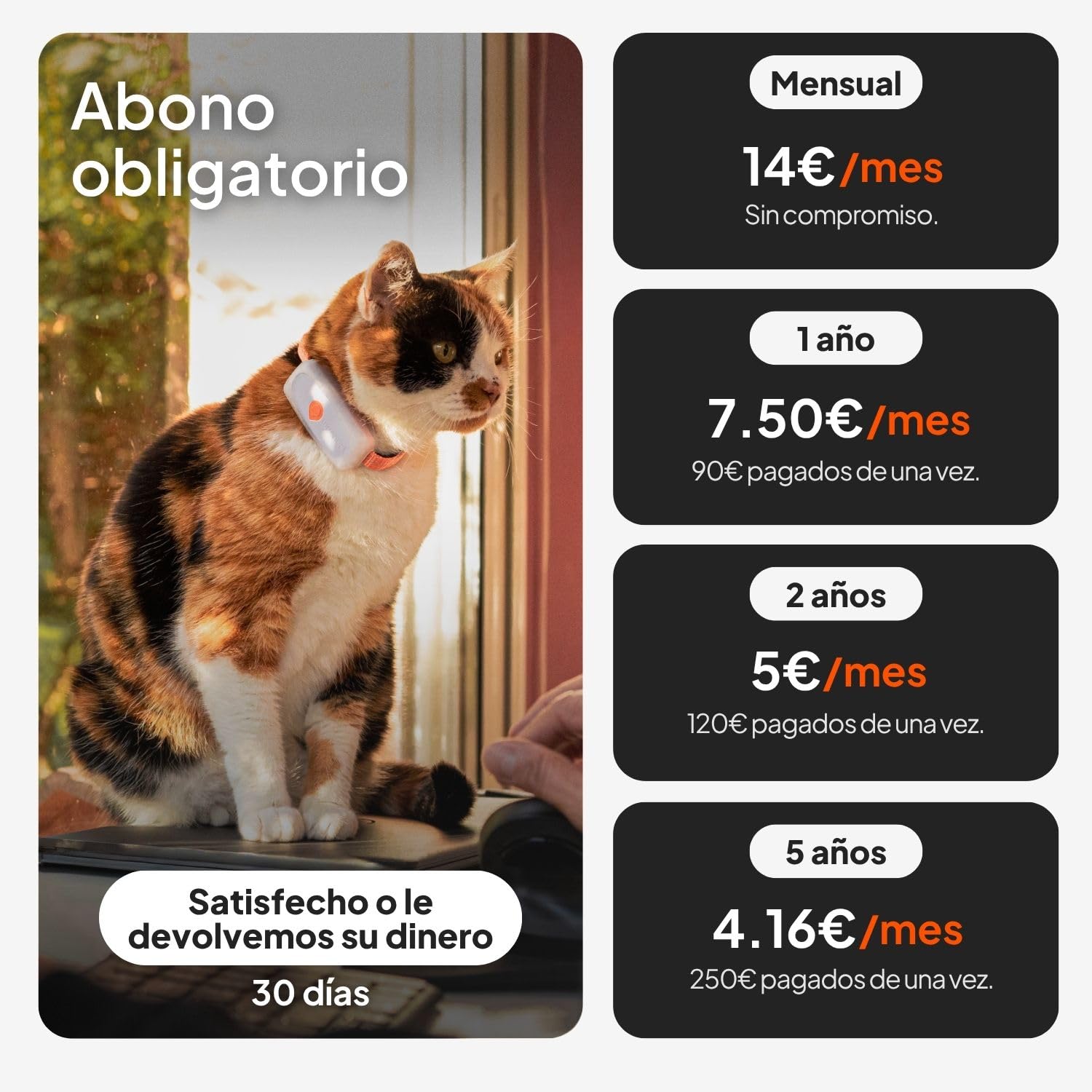 Weenect Cat XS - Nuevo GPS para Gatos | Mini rastreador GPS en Tiempo Real | El más pequeño del Mercado | Suscripción | Collar Incluido | Garantía de por Vida