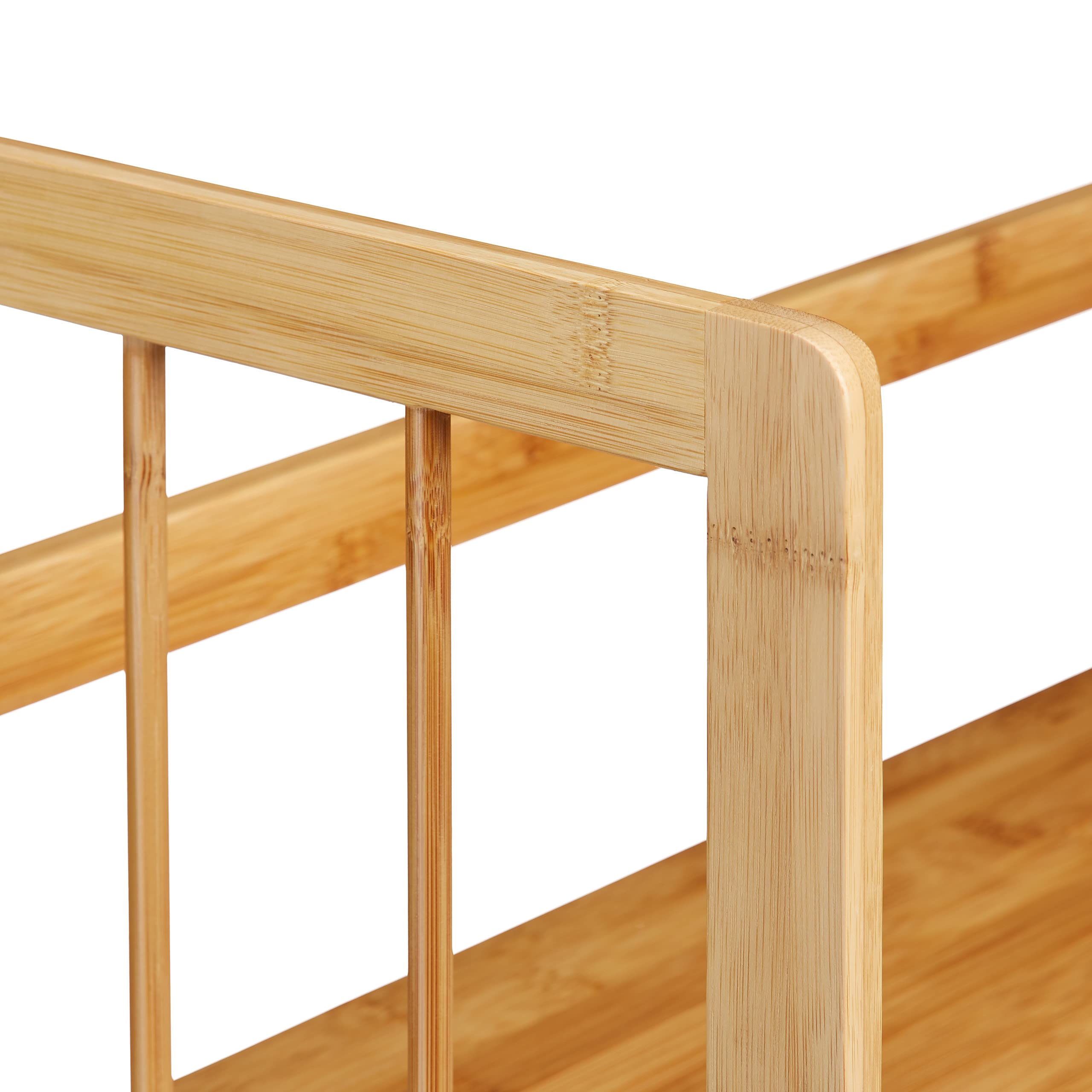 Relaxdays Libreria in bambù, Legno, 3 Mensole, H x L x P: 88 x 55 x 26 cm, Scaffale Bagno, Scarpiera da Terra, Naturale