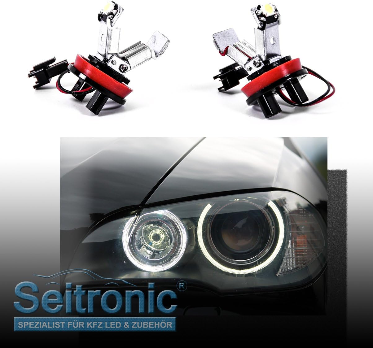 Seitronic Xenon White Burner Lights No Error Message with Long Life Can be Used as Parking Light Corona LED Angel Eyes Rings with Efficient 6 Watt in Xenon White