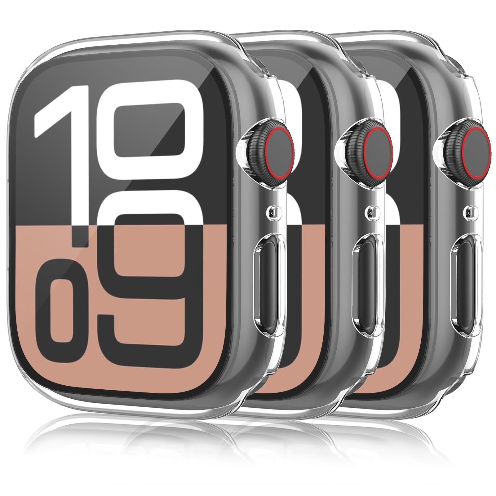 3 Pack Tempered Glass Case for Apple Watch Series 10 (2024) 42mm/46mm, Hard PC Screen Protector Ultra-Thin Scratch-Resistant Cover for iWatch 10 (Clear/Clear/Clear, Apple Watch 10(42mm）)