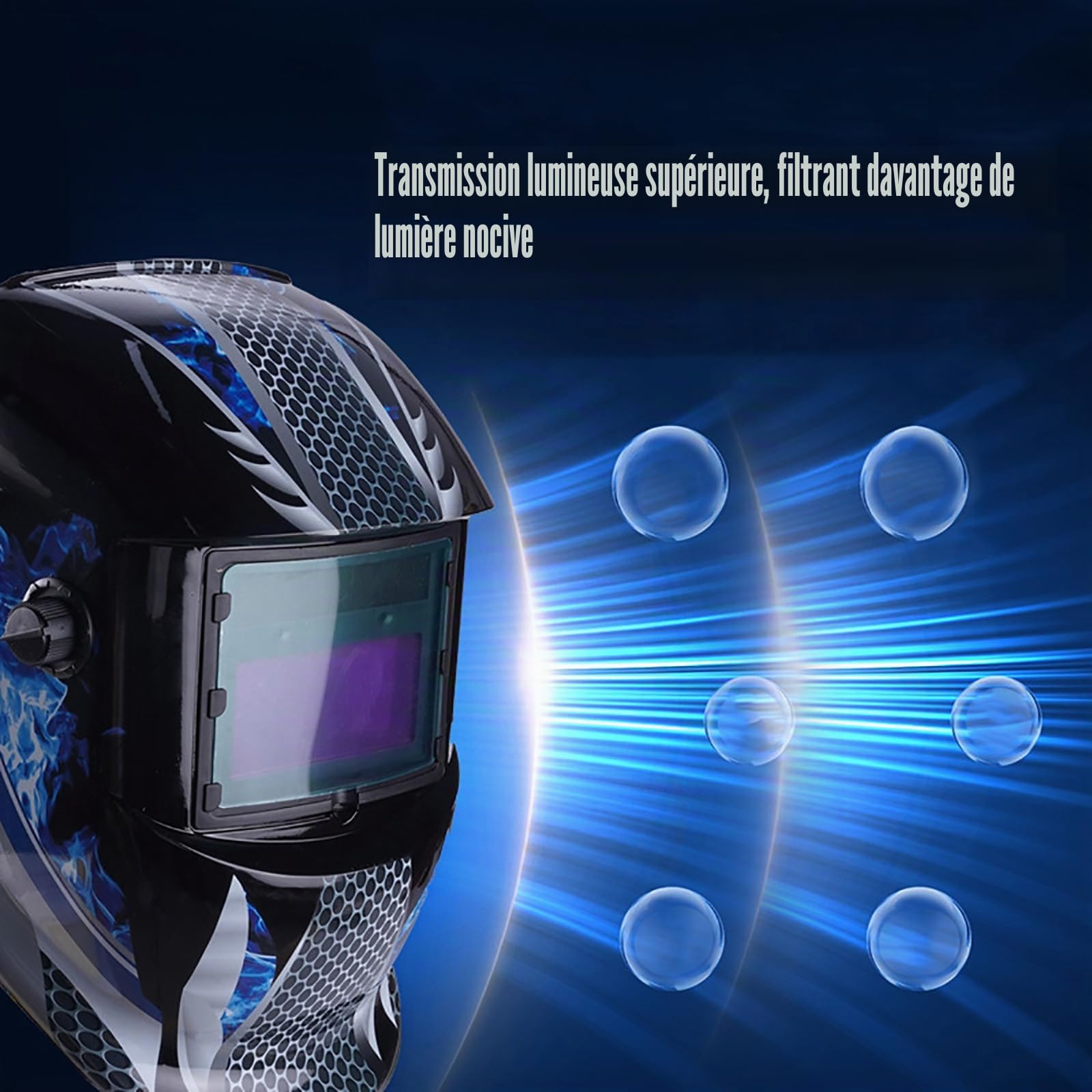 Akozon TX500C 110 * 90mm PA Panneau Solaire Casque de Soudage Lentille Masque de Soudage Remplacement Automatique de la Lentille Assombrissante