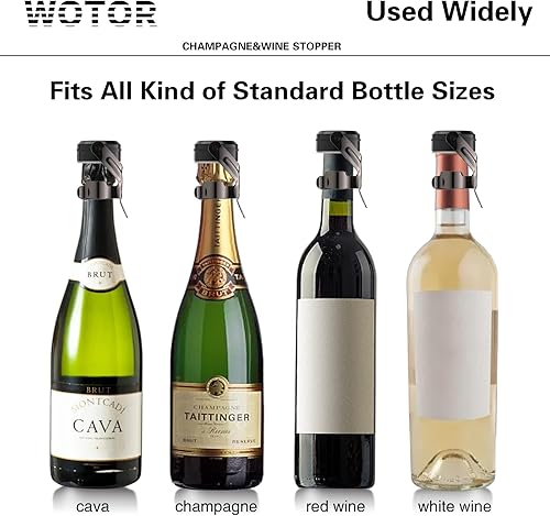 Miniatura 5 de Tapones para botella de vino y champán de acero inoxidable con silicona de grado alimenticio, a prueba de fugas, se mantienen frescos,