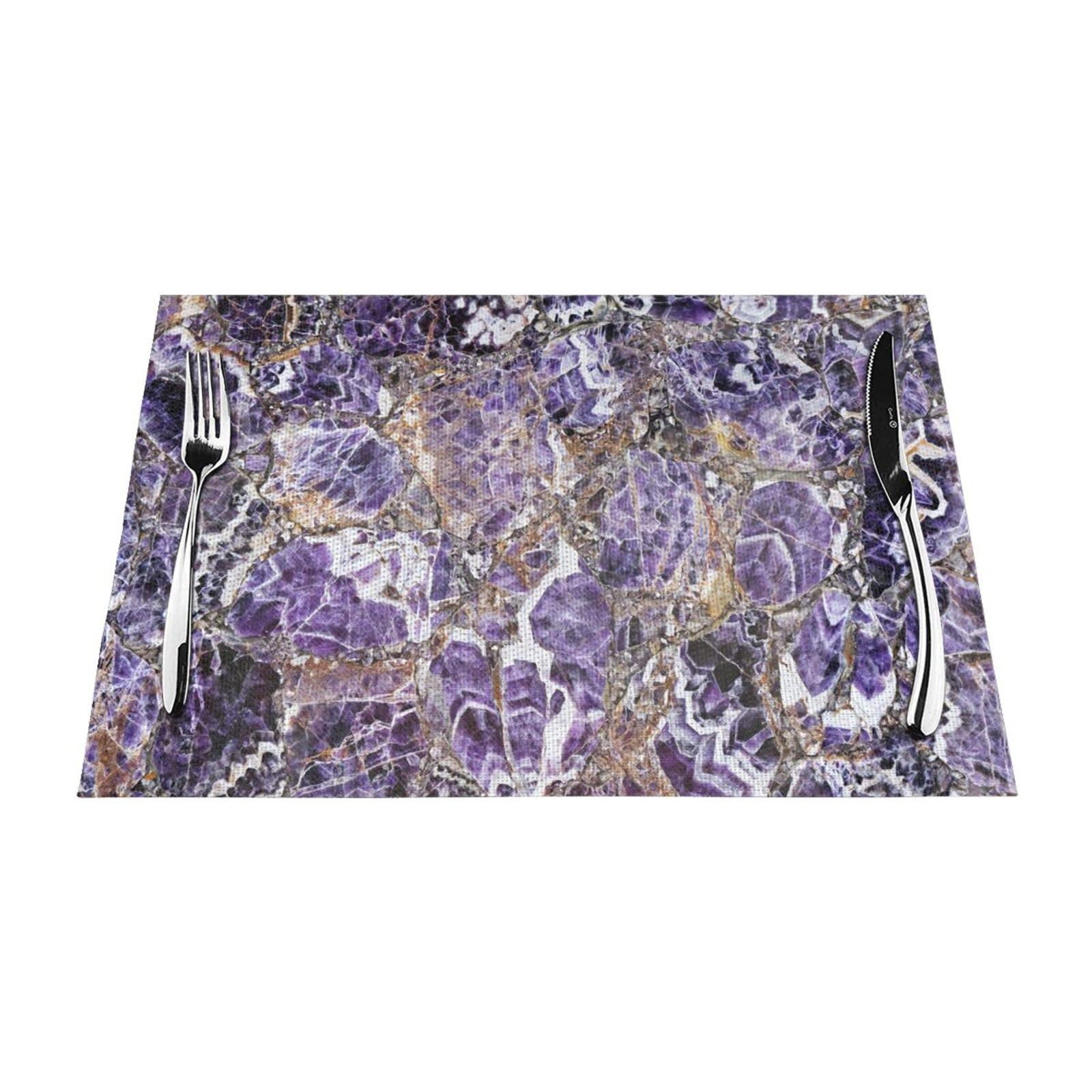 PVC Placemat Set of 1 PCS, 45x30 CM, marble purple Printed Non-Slip Heat Resistant Place Mats for Kitchen Dining Table Indoor Outdoor