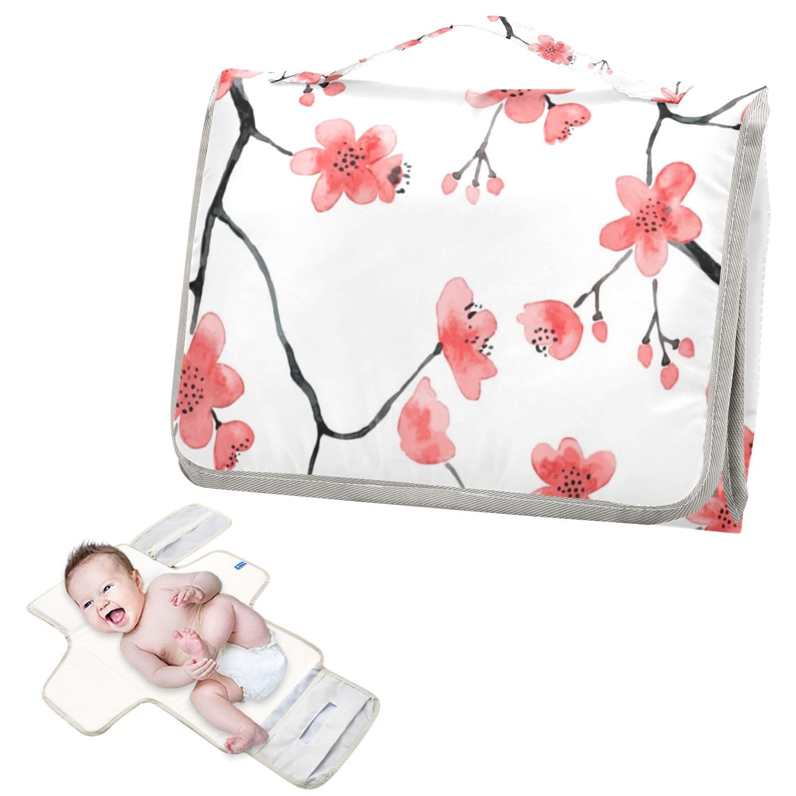 Cambiador de pañales portátil, impermeable, plegable, cambiador de viaje, almohada integrada para recién nacidos, niñas y niños pequeños