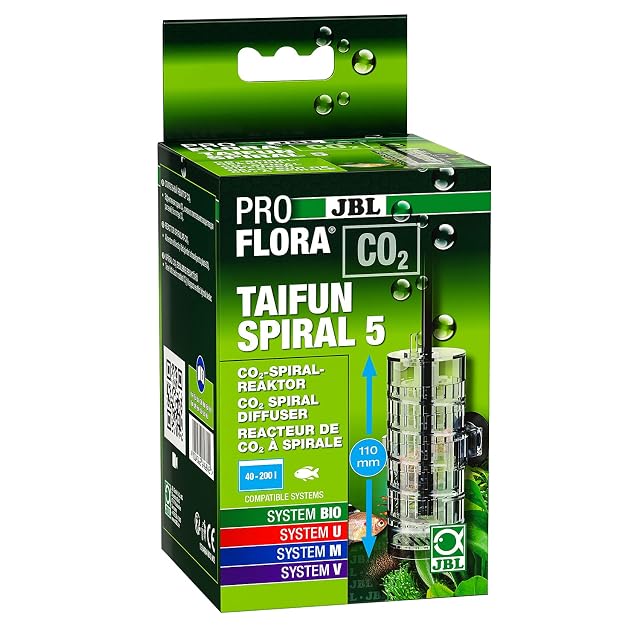 JBL PROFLORA CO2 Taifun Spiral 5, Reactor de CO2 para acuarios de Agua Dulce, Incluye Manguera