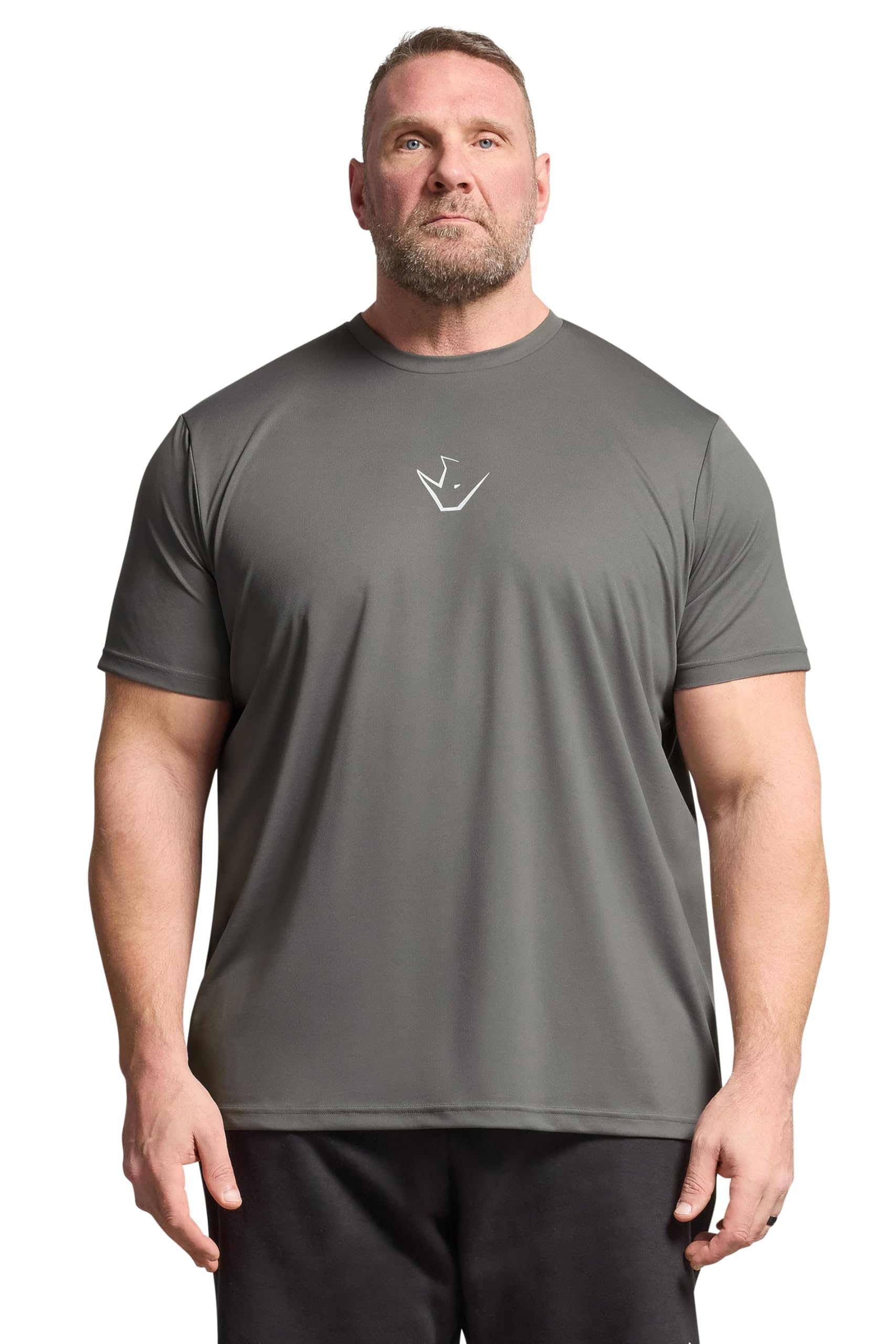Badrhino Men's Grey Ironrhino Big & Tall Performance T-Shirt - Plus Size Curve
