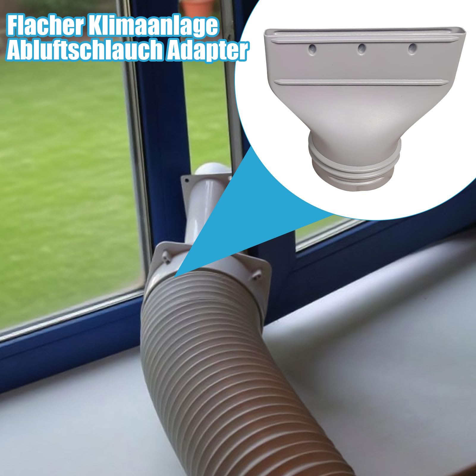 Flacher Klimaanlage Abluftschlauch Adapter, Ersatz Für Entlüftungsschläuche Klimaanlage Schlauch Adapter für 130mm/150mm Durchmesser Abluftschlauch Klimagerät Fenster