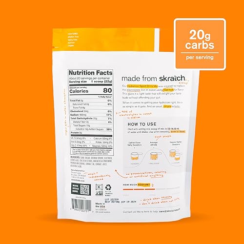Miniatura 5 de Skratch Labs Hydration Sport Drink Mix Bundle  Limón y naranja  20 porciones  Polvo de reemplazo de electrolitos  Apto para dieta cetogénica, sin OMG
