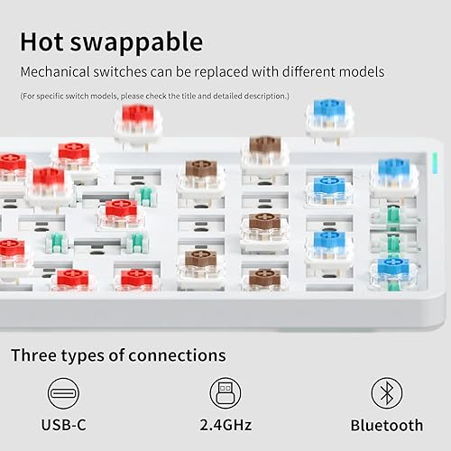 Miniatura 4 de nuphy Teclado mecánico inalámbrico Air96 V2, teclado para juegos de 100 teclas, compatible con Bluetooth 5.1, 2.4G y conexión con cable, para