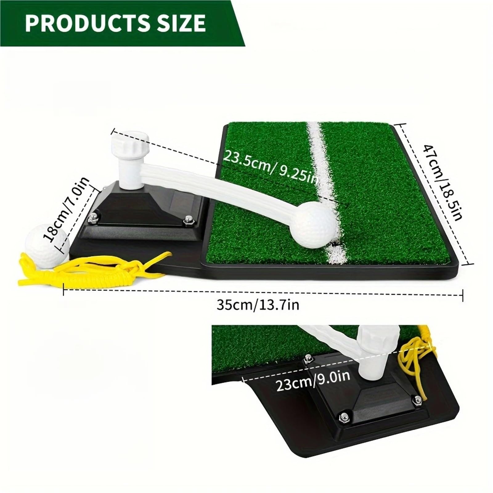 Genérico Compatible Golf Swing Trainer 2.0 con tapete de práctica | Equipo de entrenamiento interior/exterior de altura ajustable con tapete Pure Path.