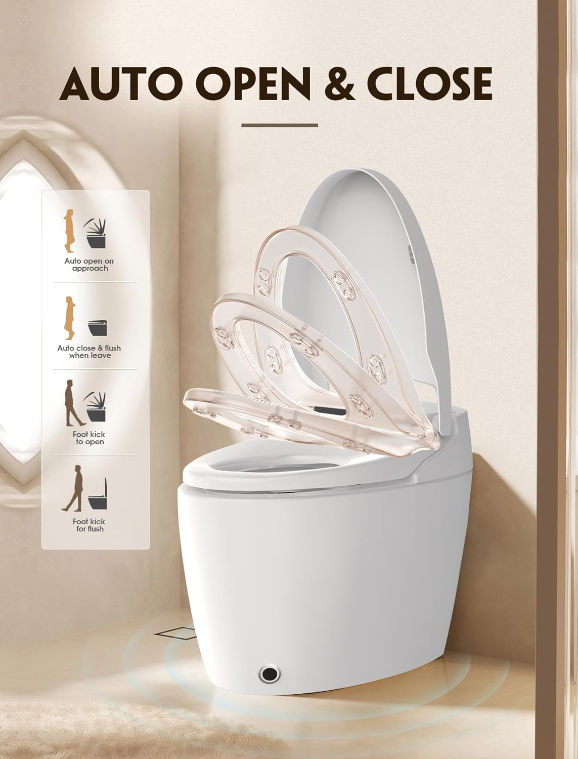 Tankless Smart Toilet With Bidet Built In, Onepiece Bidet Toilet Seat