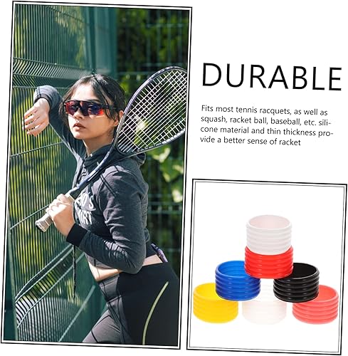 Miniatura 6 de INOOMP 14 unidades de anillo de goma de sellado de raqueta, agarre de bádminton, pelotas de tenis de colores, anillos de tenis, bandas de agarre de