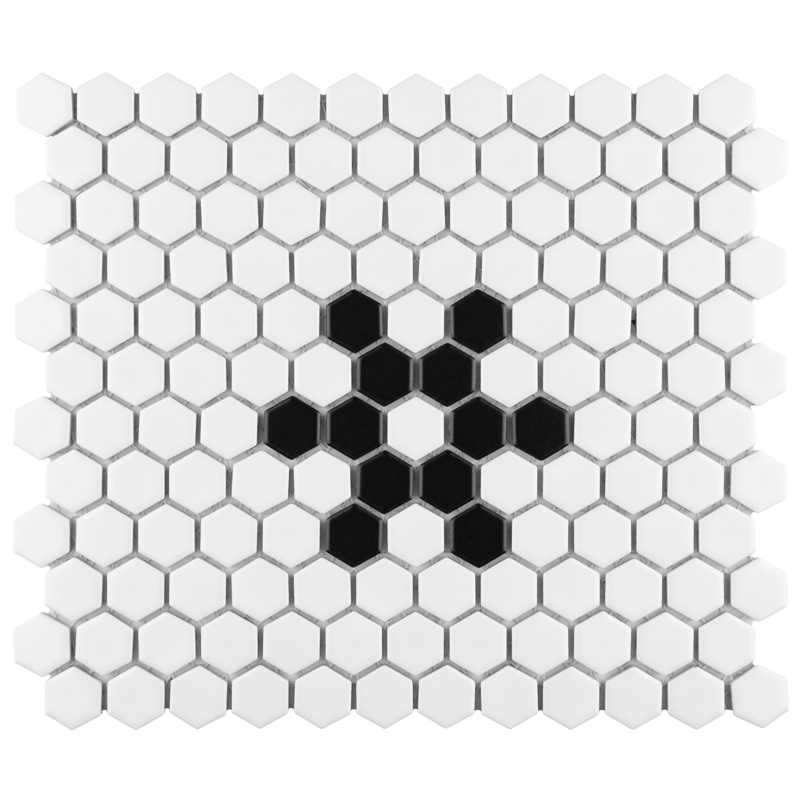 Merola Tile Metro 1" Hex Matte White with Snowflake 6" x 6" Porcelain Mosaic Tile Sample (14 total sq ft)