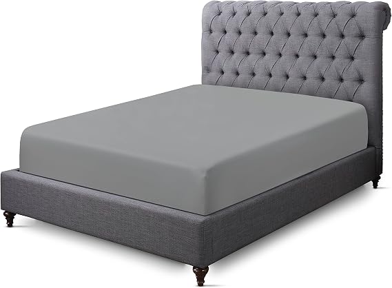 Sapphire collection 200 Thread Count 100% Egyptian Cotton Fitted Sheet (Double, Grey) (Pack of 2)