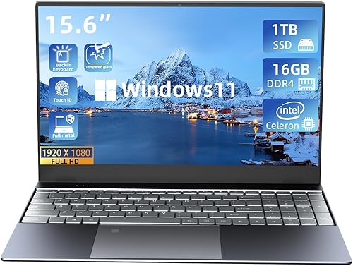 Morostron Computadora portátil con Windows 11, Intel N5095 de 15.6 pulgadas, 2.9 GHz, 15 W, Quad Core, 16 GB de RAM 1 TB SSD, pantalla IPS FHD 1920