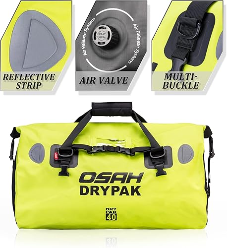 Miniatura 3 de Bolsa impermeable para motocicleta, 500D PVC reflexivo, silla de montar, equipaje seco, accesorios al aire libre (Verde, 40 litros)