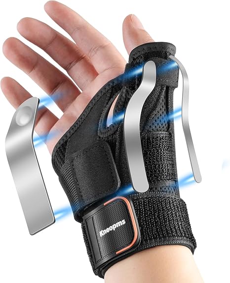 Thumb Brace with Splints for Palm & Wrist Stabilizer,Pain Relief for Carpal Tunnel,Arthritis,Sprain,Tendonitis,Left & Right Hand,Adjustable,Breathable (Black, RIGHT)