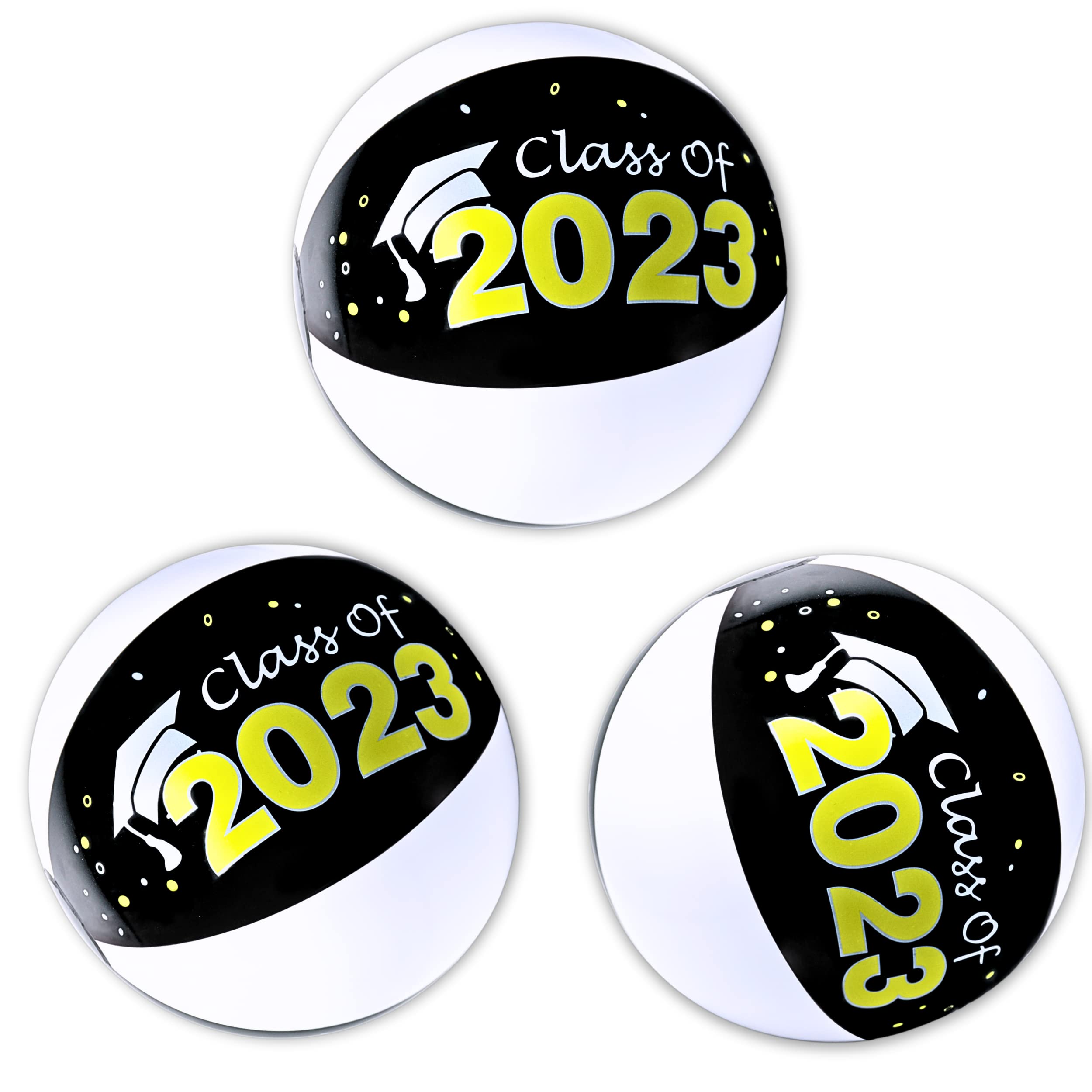 4E's Novelty 3 Pack Graduation Beach Balls Class of 2023 - Graduation Party Favors, Grad Party Supplies 2023, Kindergarten Graduation Party Favors Gifts for Kids Girls Boys Seniors Teens