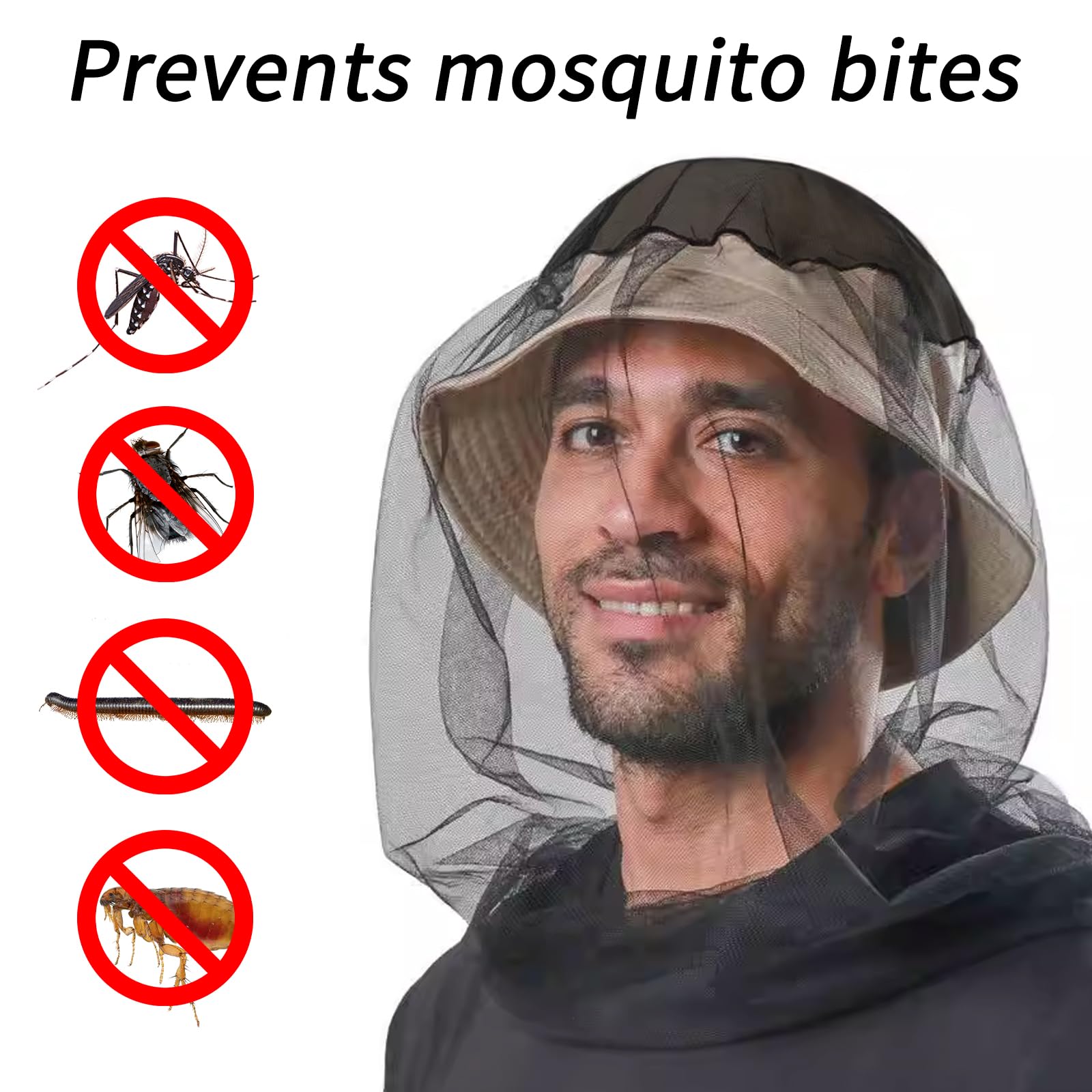 DALAETUS 6 Pezzi Zanzariera Cappello, Rete per Insetti a Maglia Fine, Zanzariera per il Viso, Cappello Antimalvagio per Outdoor, Pesca, Giardinaggio, Escursionismo, Campeggio, Arrampicata