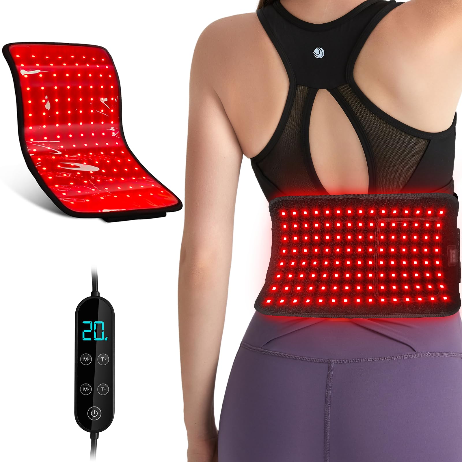 Red Light Therapy for Body, Infrared Red Light Therapy Pad, 120 LEDs with 660nm Redlight & 850nm Infrared Light Therapy Belt for Lower Back Neck Knee Feet Pain Relief