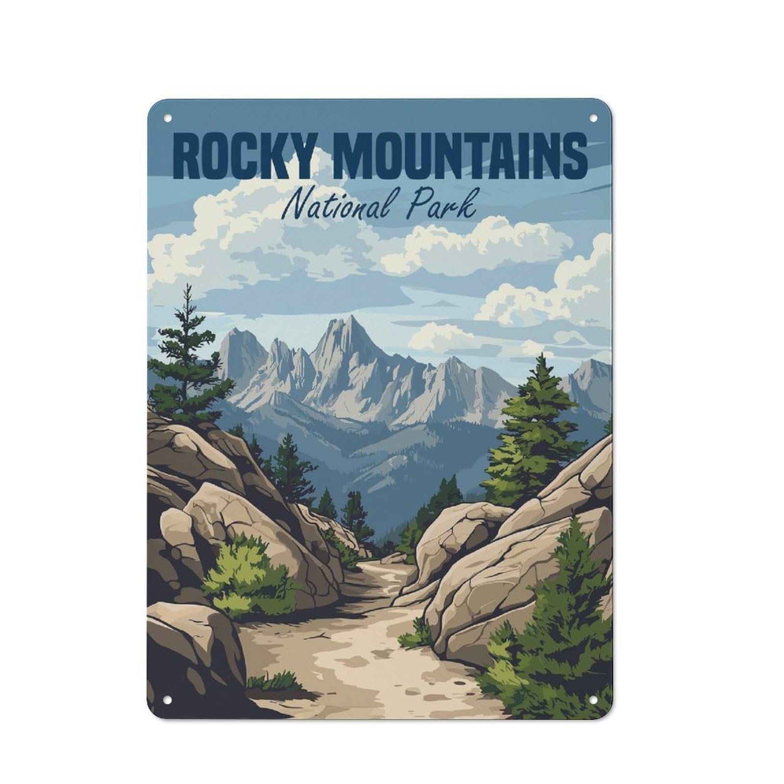 Junmoney Style-9 Vintage Rocky Mountains National Park Vintage Metal Sign 40X30cm, Restaurant Wall Art For Takeaway, Bar, Kitchen Or Counter Area