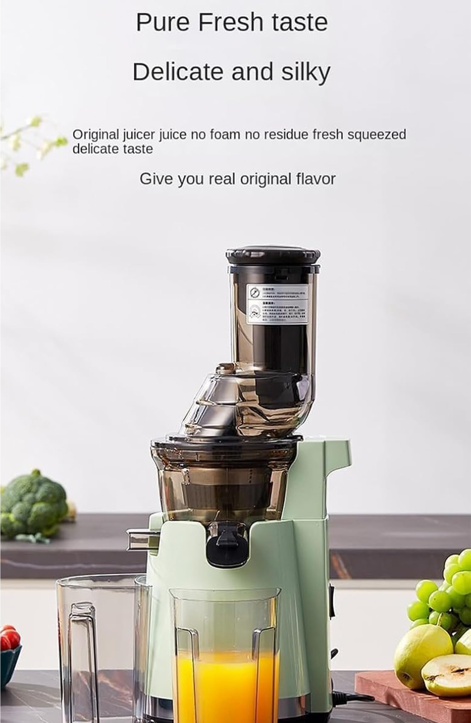 Spremiagrumi elettrico a freddo, 250 W con scivolo di alimentazione da 82 mm, 52 giri/min, separazione automatica della polpa, alta resa di succo per frutta e verdura