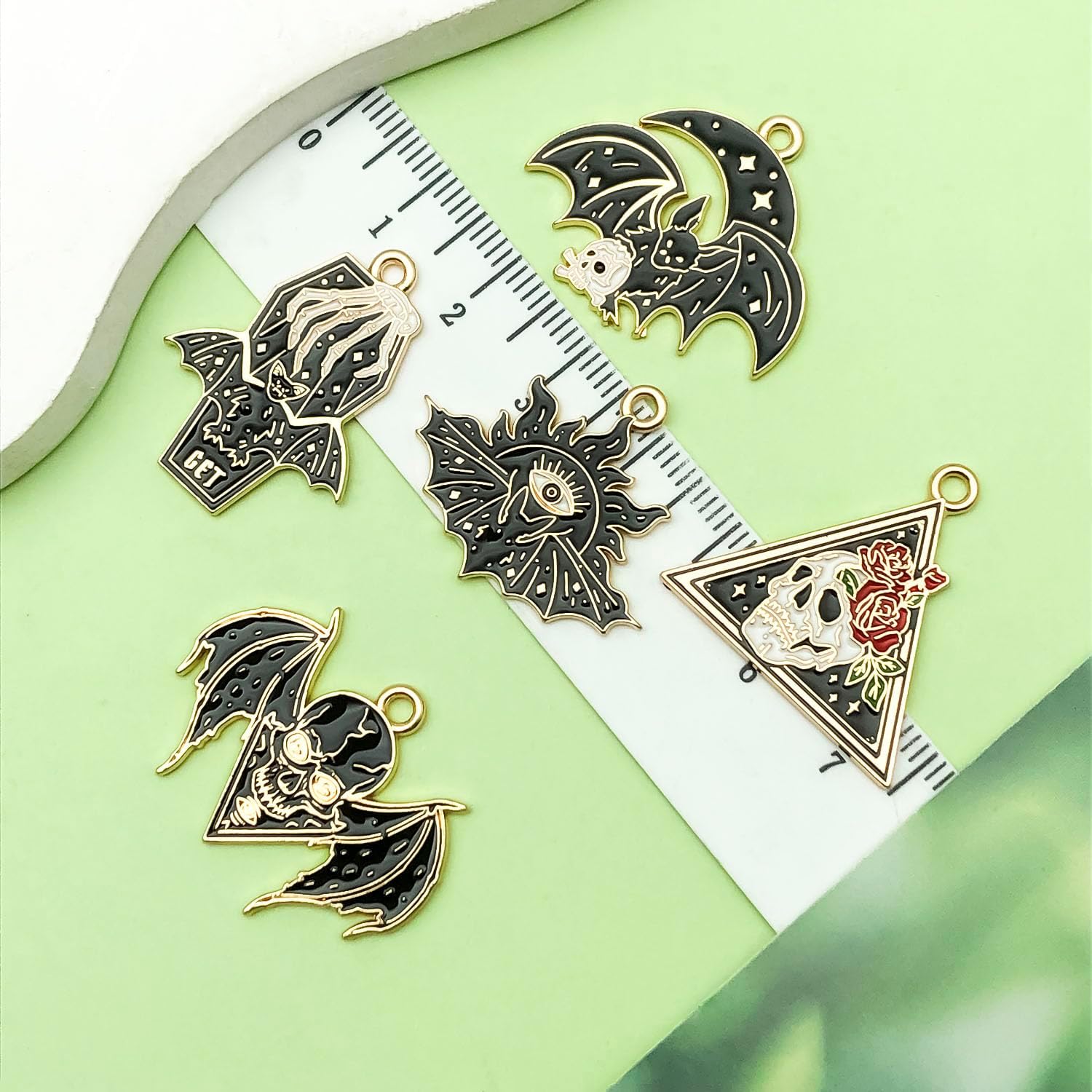 Valentine's Day Heart Charms Set, Pink and Red Enamel Love Themed Pendants, Decorative Rose and Flower Designs - Image 7