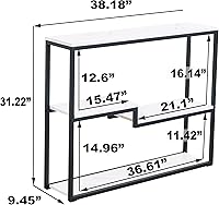 Vista 2 de loglus Mesa consola para entrada, Mesa de sofá de MDF de mármol sintético con marco dorado (Multicapa, Marco Negro)
