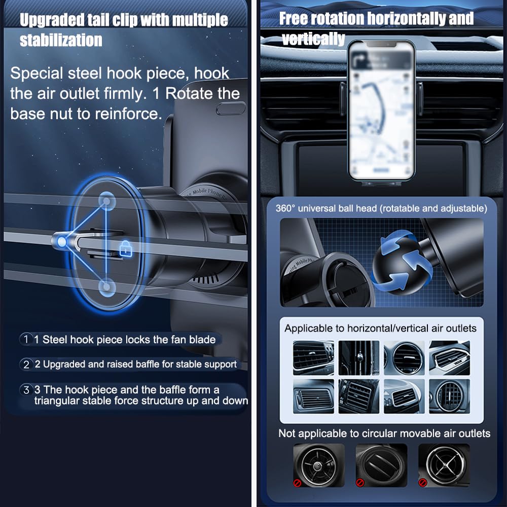 Supporto per telefono da auto per Mercedes-Benz W167 Classe GLE 2019-2024 2025, supporto per telefono cellulare per parabrezza, cruscotto, bocchetta dell'aria, supporto per smartphone