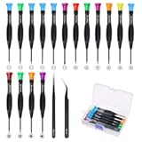 18-Piece Magnetic Screwdriver Set with Flathead&comma; Phillips&comma; Pentalobe&comma; Torx&comma; Star Screwdrivers&comma; Tweezers in Different Sizes and Colors for Repairing Eyeglass&comma; Phone&comma; Watch