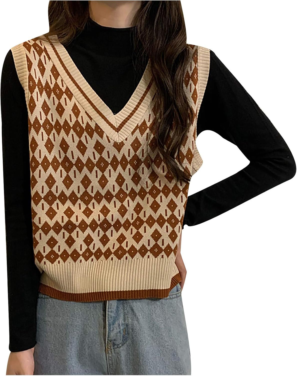 Strickpullover Crop Damen Pullunder England Style Strick Pulli V ...