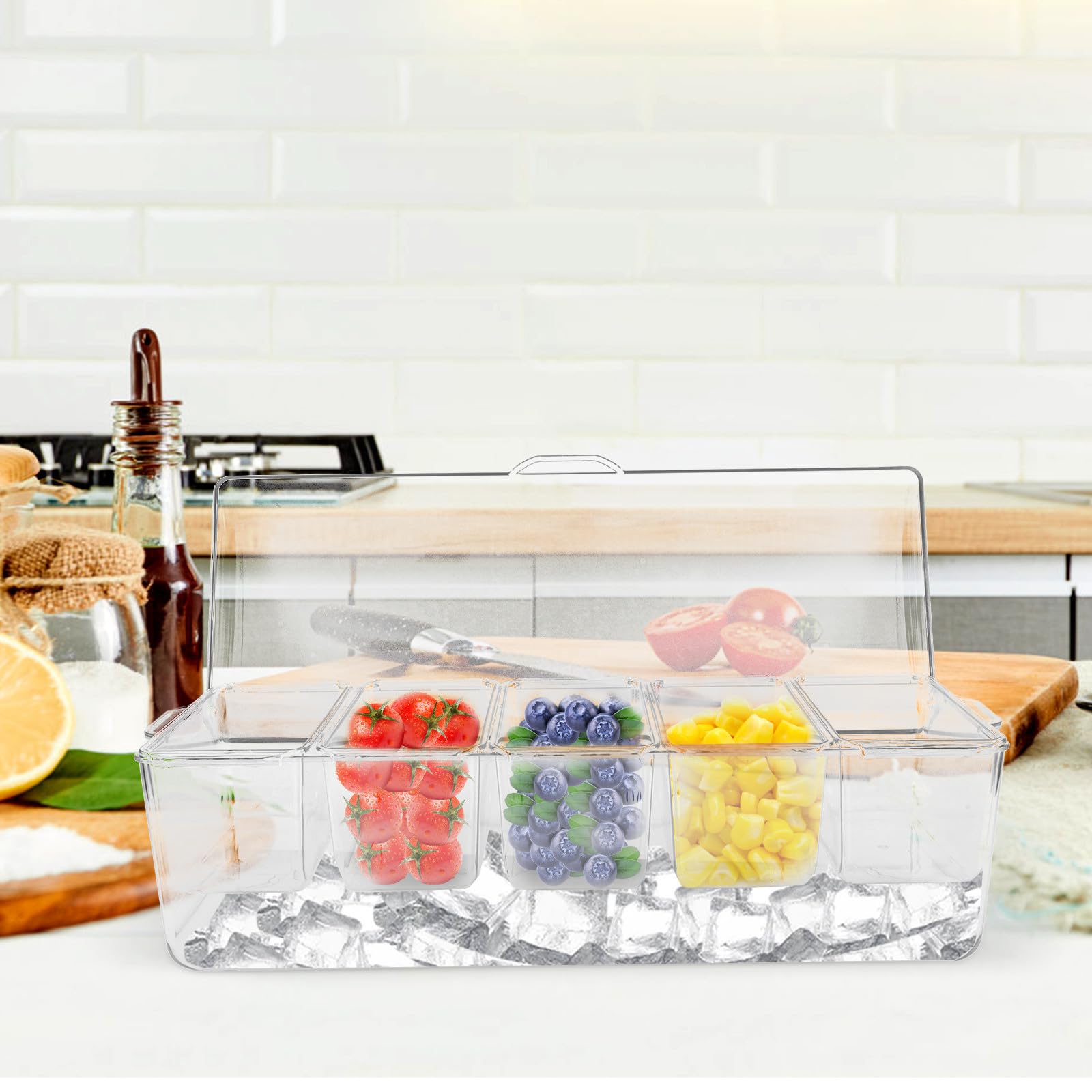 VALICLUD Boîte à Salade en Plastique avec 5 Compartiments, Grande Capacité, Facile à Transporter, pour Repas en Plein Air et Usage Quotidien à Domicile