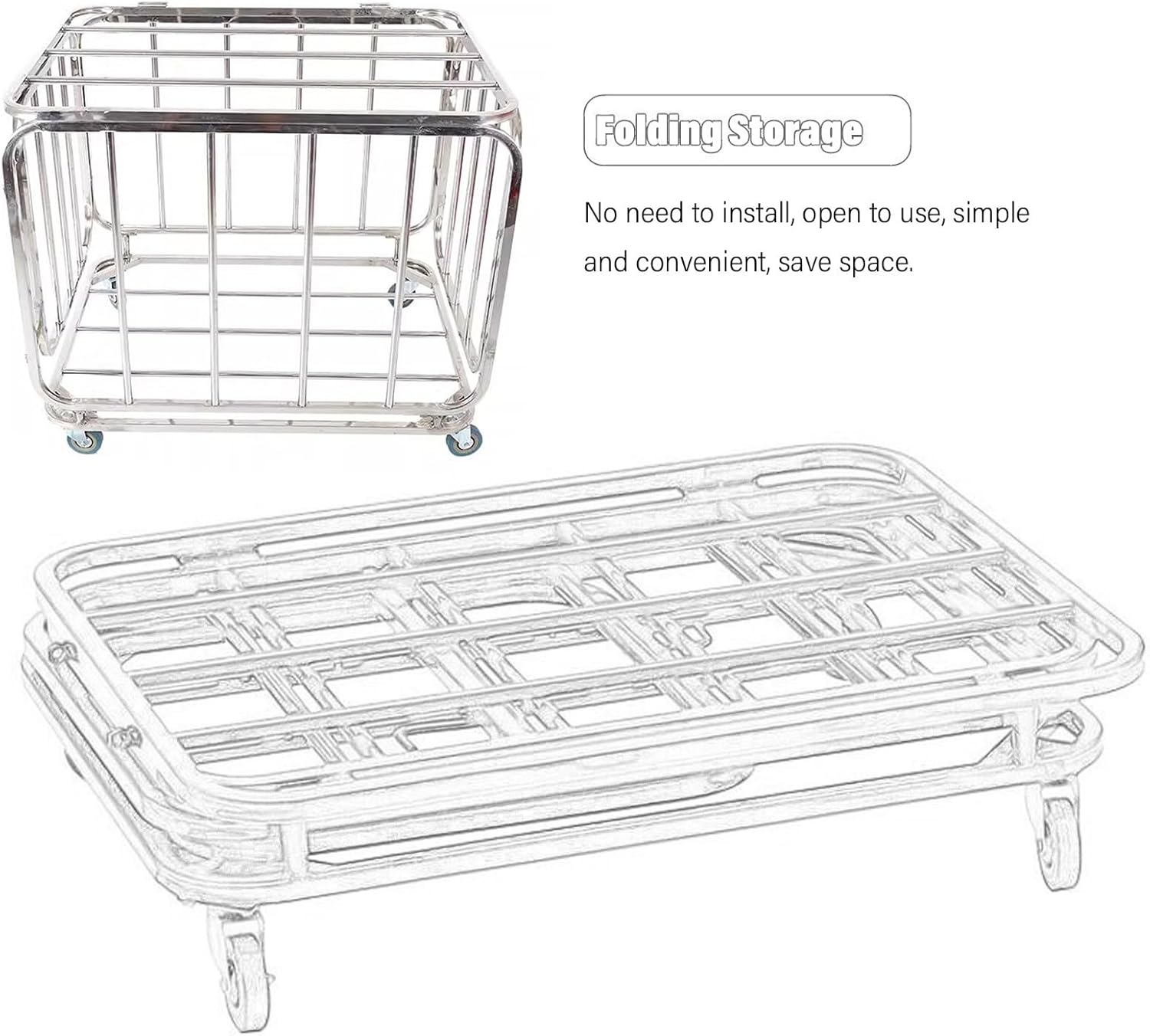 Indoor Sports Ball Storage Rack - Rolling Display Stand with Lock, Foldable Steel Organizer for Basketball, Soccer, Football, Ideal for Schools & Stadiums