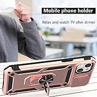 Vista 3 de VAKS Funda compatible con iPhone 14 Plus de 6.7 pulgadas, con 2 protectores de pantalla de vidrio templado, funda protectora resistente con soporte