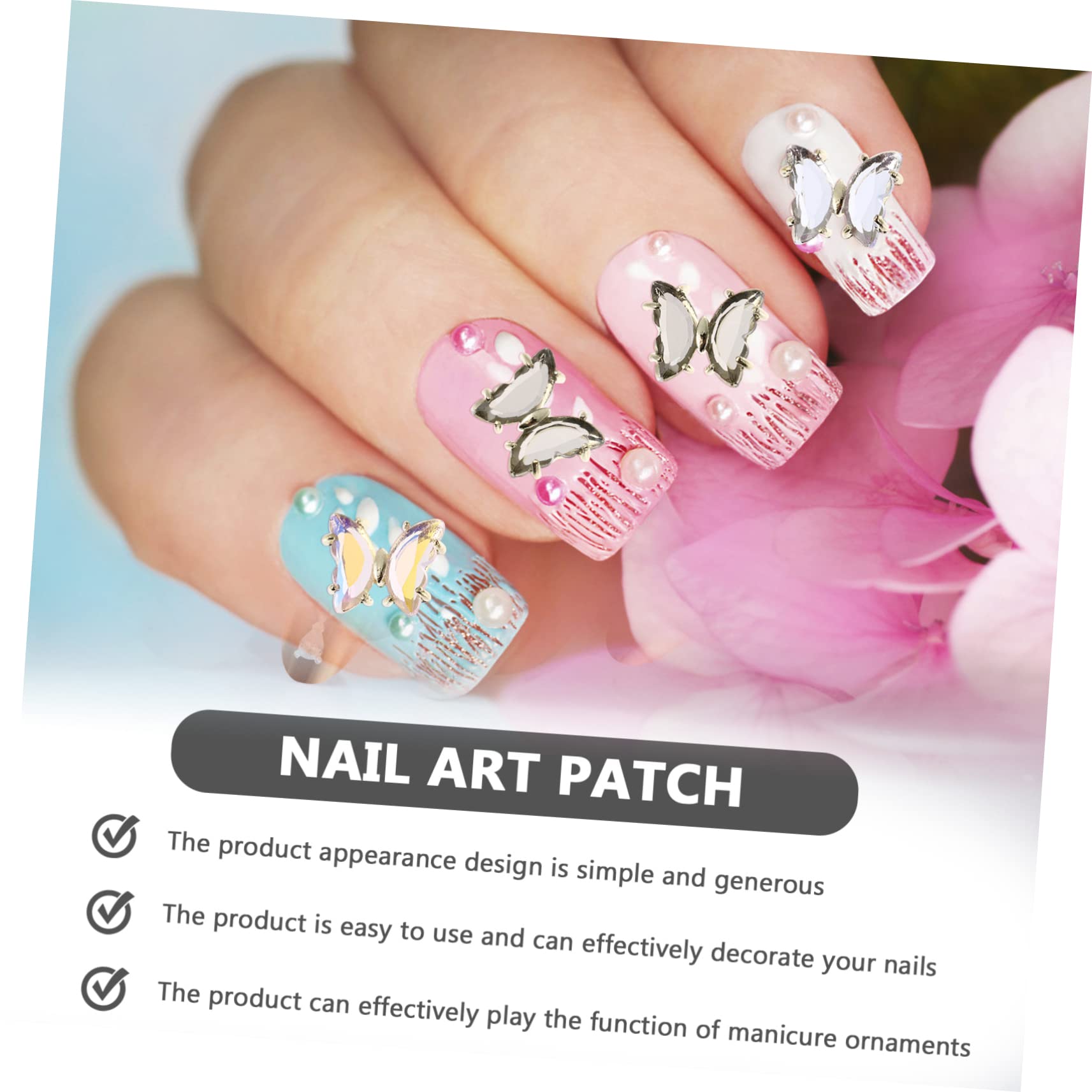 PACKOVE 4 Sätze Teiliges Set Schmetterling Nagelschmuck Glänzende Nail Art Ornamente Für Kreative Designs Für Feste Und Persönliche Maniküre 40 Stück * 4