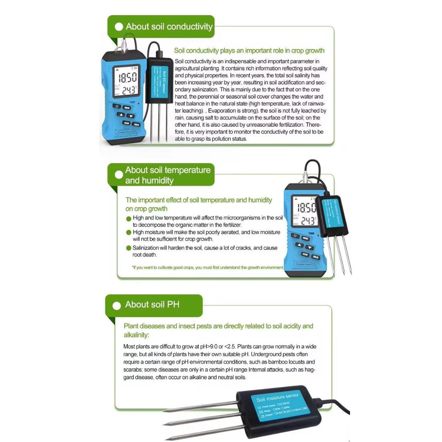 Probador De Suelo Digital 7 En 1 Con Pantalla Lcd, Medidor De Humedad Del Suelo, Humedad, Temperatura, Ec, Ph, Sensor Npk, Medidor De Suelo Rápido 7 En 1, Confiable Y Preciso