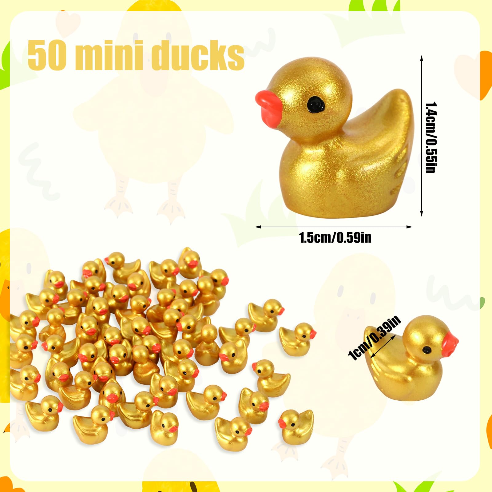 100pcs Golden Mini Resin Ducks - Image 2