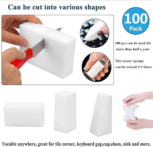 Miniatura 4 de Esponjas de limpieza mágicas, paquete de 100 esponjas de espuma de melamina de primera calidad, esponjas de platos, esponja blanca para limpieza