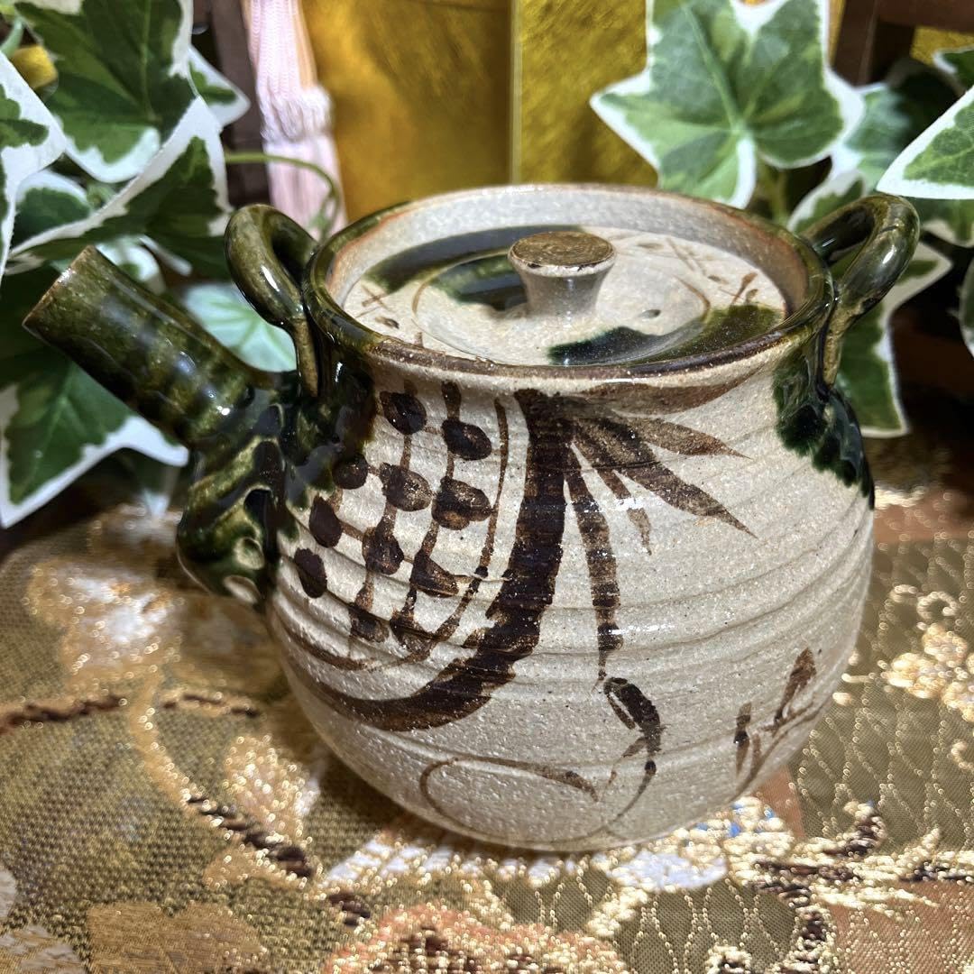 赤津焼　織部　土瓶　茶器 赤津焼織部土瓶茶器