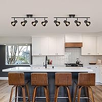 Vista 3 de YILYNN Moderno kit de iluminación de pista de 4 luces, proyector de techo direccional negro con cabezal de luz giratorio, iluminación de pista