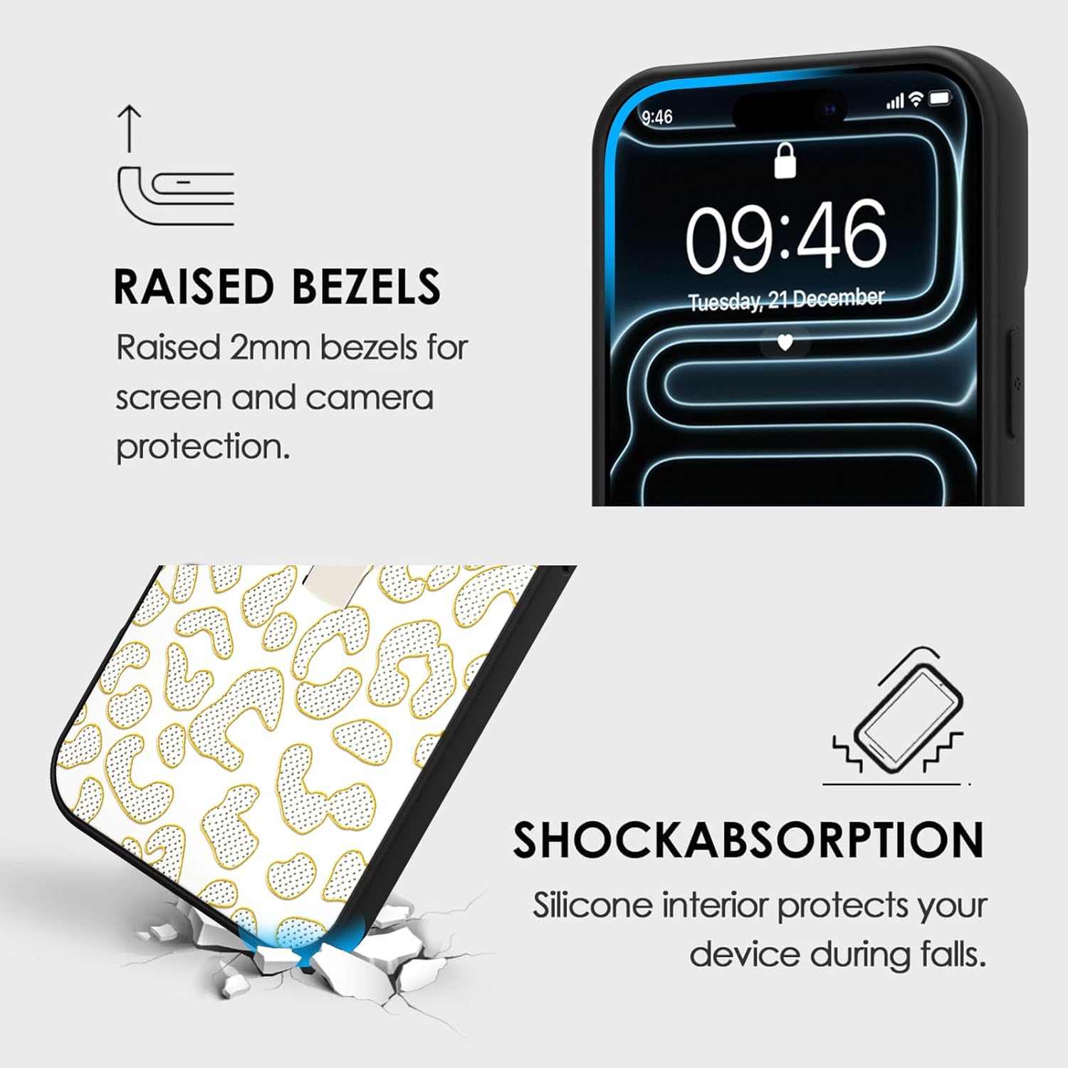 Compatible with iPhone 17 Pro Max Case with Finger Strap Stand, Trendy Glitter Leopard Print Phone Case for Women Men, Full Camera Protection Shockproof Protective Cover, White Leopard 2 - Image 2