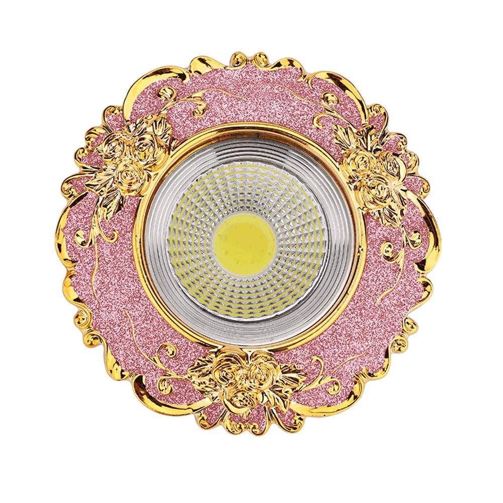 ASerZenith Pink Round 3-Color Dimmable Led Spotlight For Girls' Rooms - Recessed Downlight With Baffle Trim, For Ceiling Light Fixtures, Panel Light, And Spotlight Applications,Spotlights-3W