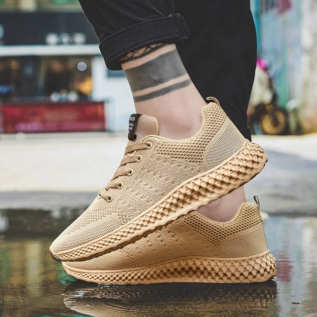 Haforever Men's Breathable Mesh Tennis Shoes Comfortable Gym Sneakers Lightweight Athletic Running Shoes Khaki