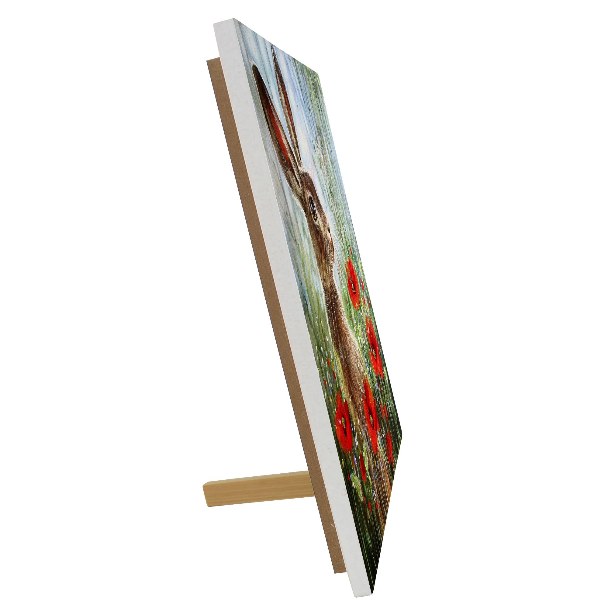 Poppy Hare Ceramic Picture Tile Artwork By Judith Yates Hanging Wall Art Home Décor, Red, Green, Blue, 20L x 20W cm - Image 2