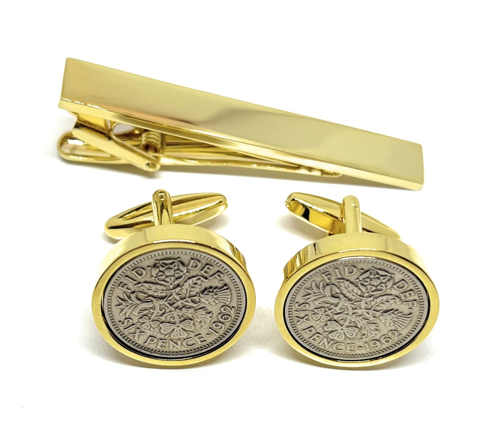 Gemelli Portafortuna Con Sixpence Originale – Regalo Per 60° Compleanno O Matrimonio – Confezione Regalo - 4